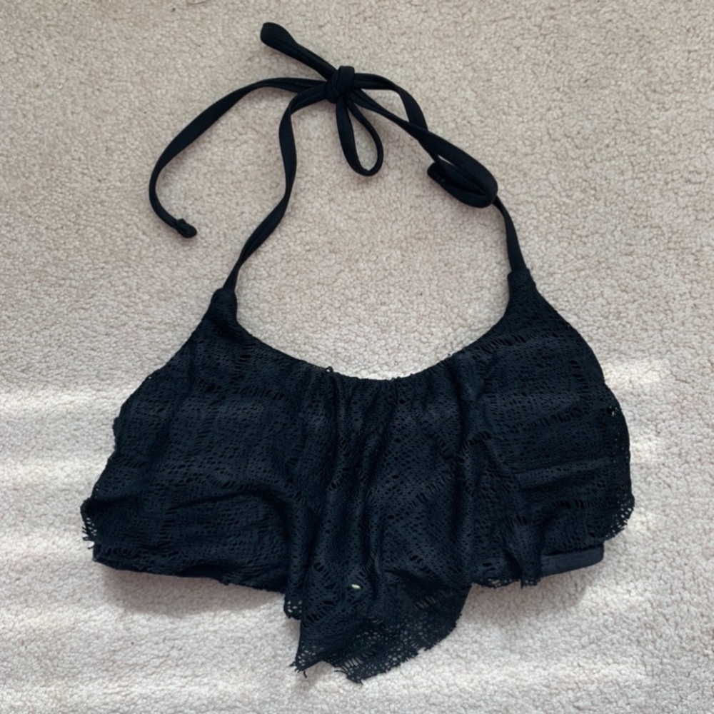 Xhilaration Black Lace Flowy Halter Bikini Top Size Medium